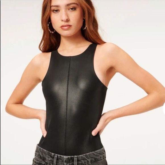 Good American Better Than Leather Body Suit Sz 7 - Picture 8 of 12